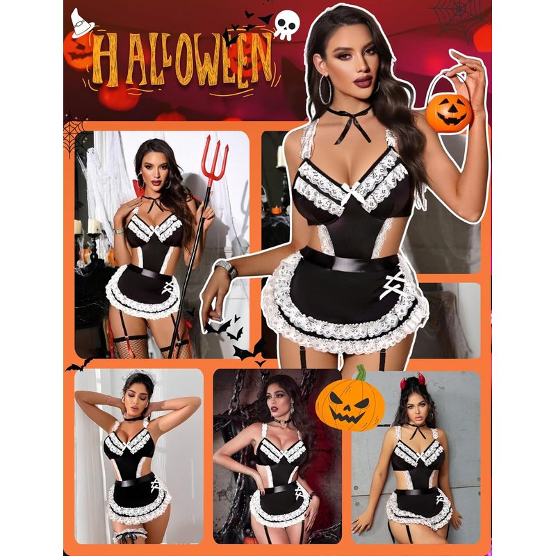 Women's Lingerie Sets Lace V Neck Teddy Babydoll