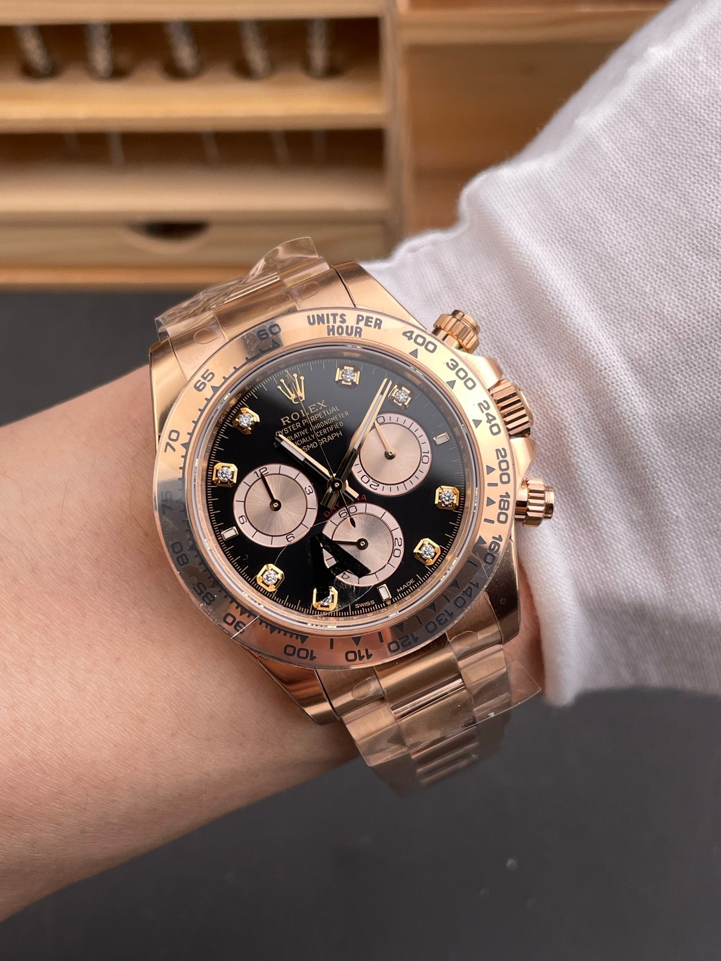 Rolex Daytona Black Gold Rose Gold Diamond V3