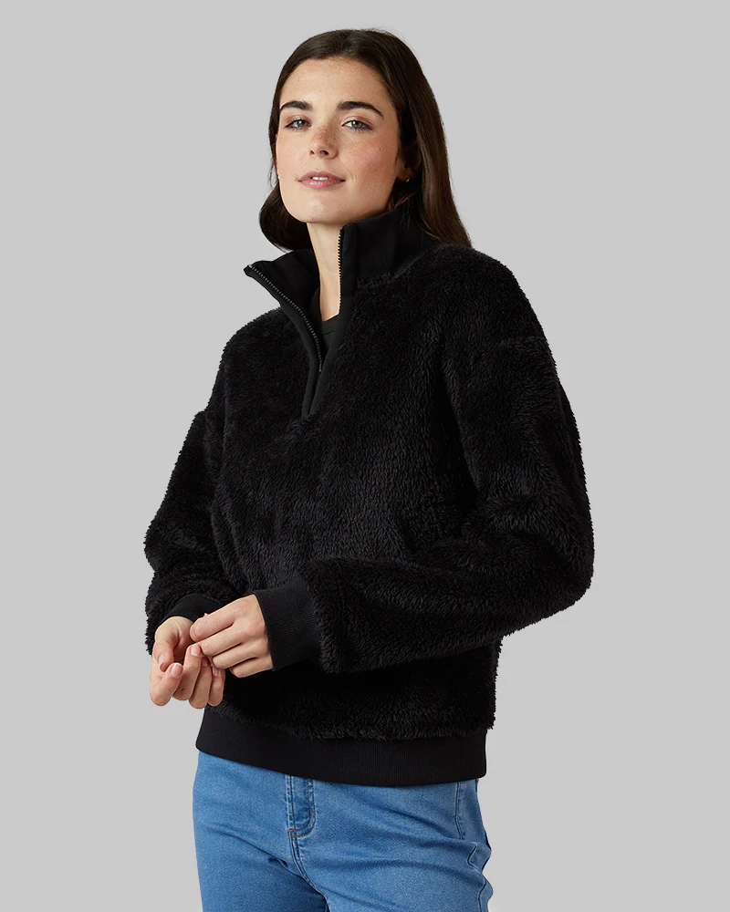 WOMEN'S FLUFFY SHERPA 1/4 ZIP TOP