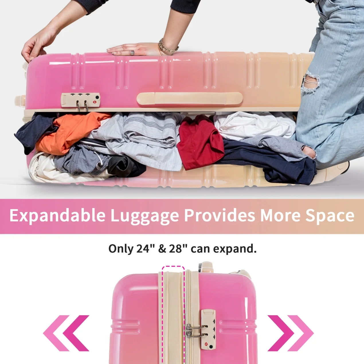 Luggage Sets 3 Piece, Hardside Expandable Ultra Durable PC Lightweight Carry On, Travel Suitcase Set with TSA Lock Spinner Wheels, Multicolor Purple