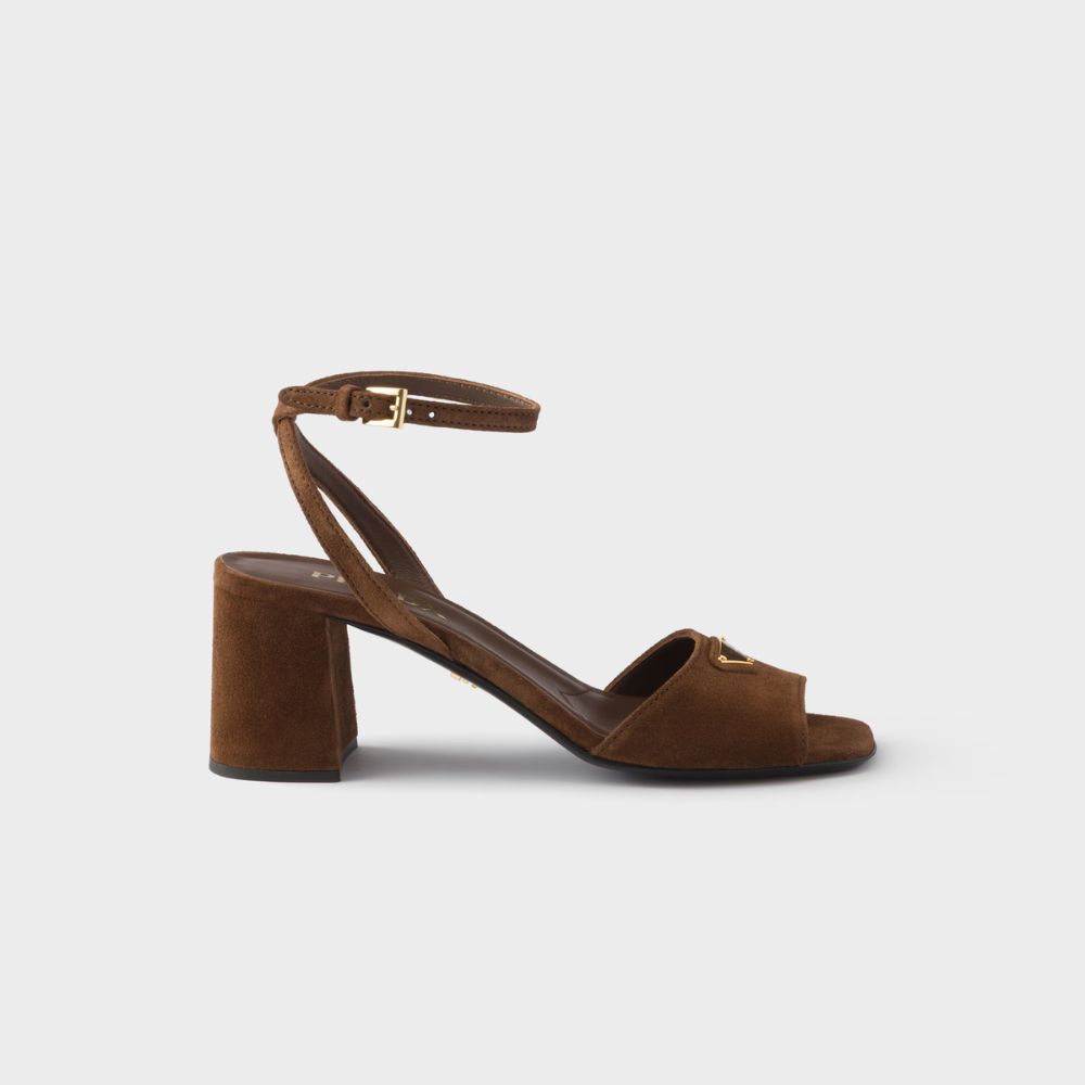 Prada Suede Sandals Cocoa Brown 65 mm