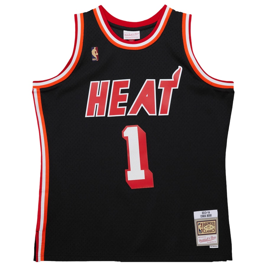 Men's Miami Heat Chris Bosh Mitchell & Ness Black 2013/14 Hardwood Classics Swingman Jersey