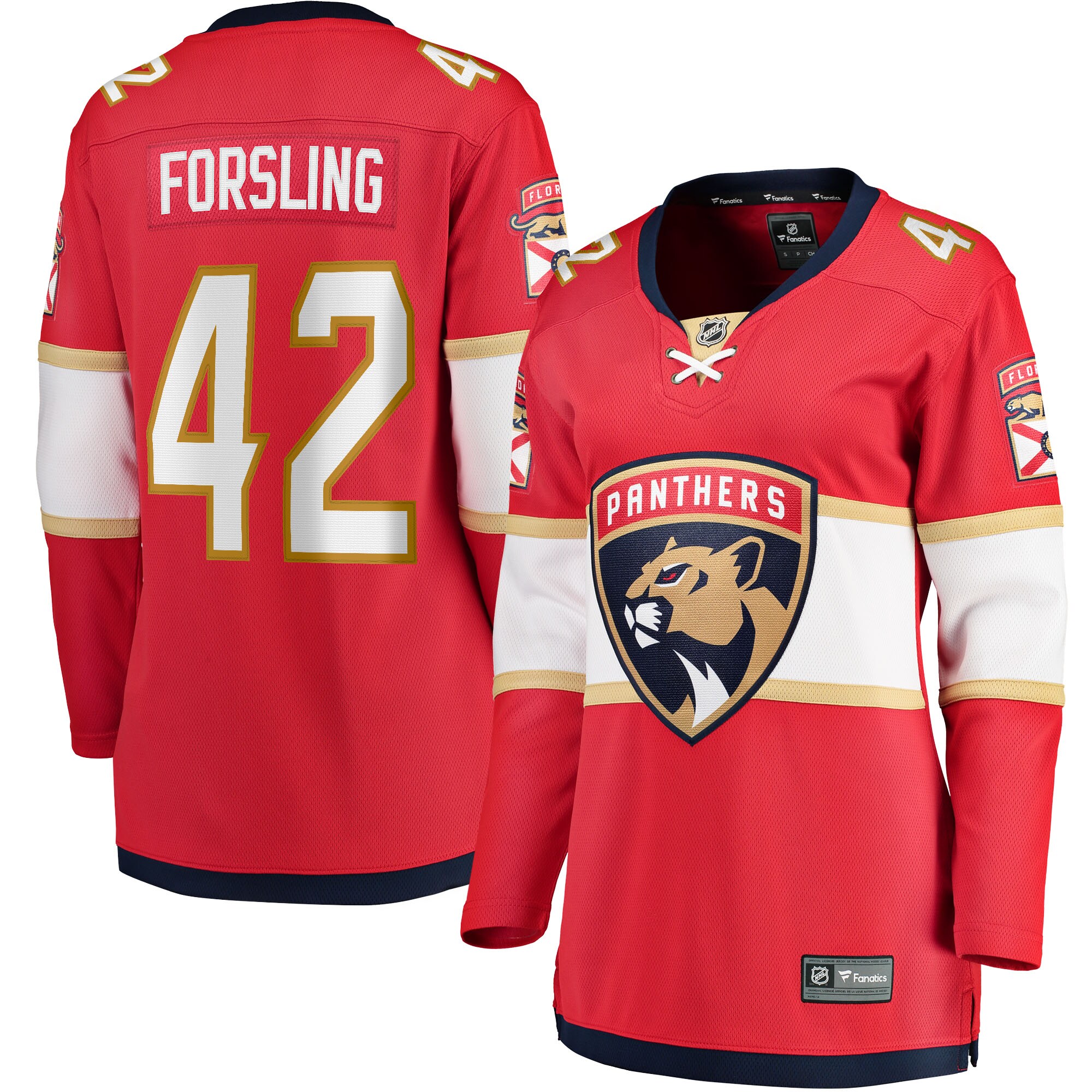 Gustav Forsling Florida Panthers Fanatics Women’s Home Breakaway   Jersey – Red