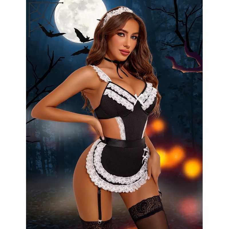 Women's Lingerie Sets Lace V Neck Teddy Babydoll