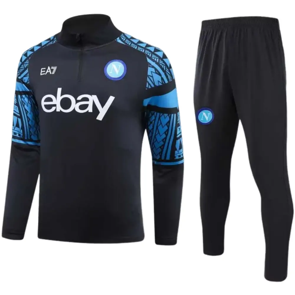 2023-2024 Napoli Half-Pull Training Suit Dark blue Football Shirt 1:1 Thai Quality Set