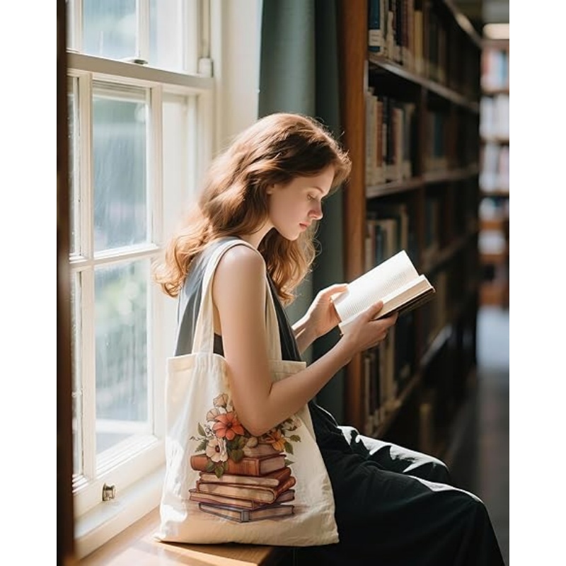 CANVORY Canvas Tote Bag with Aesthetic Prints