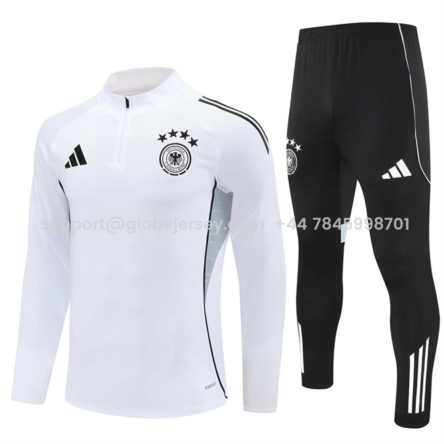 Germany 25-26 Long Sleeve Training Set - White Top and Black Pants