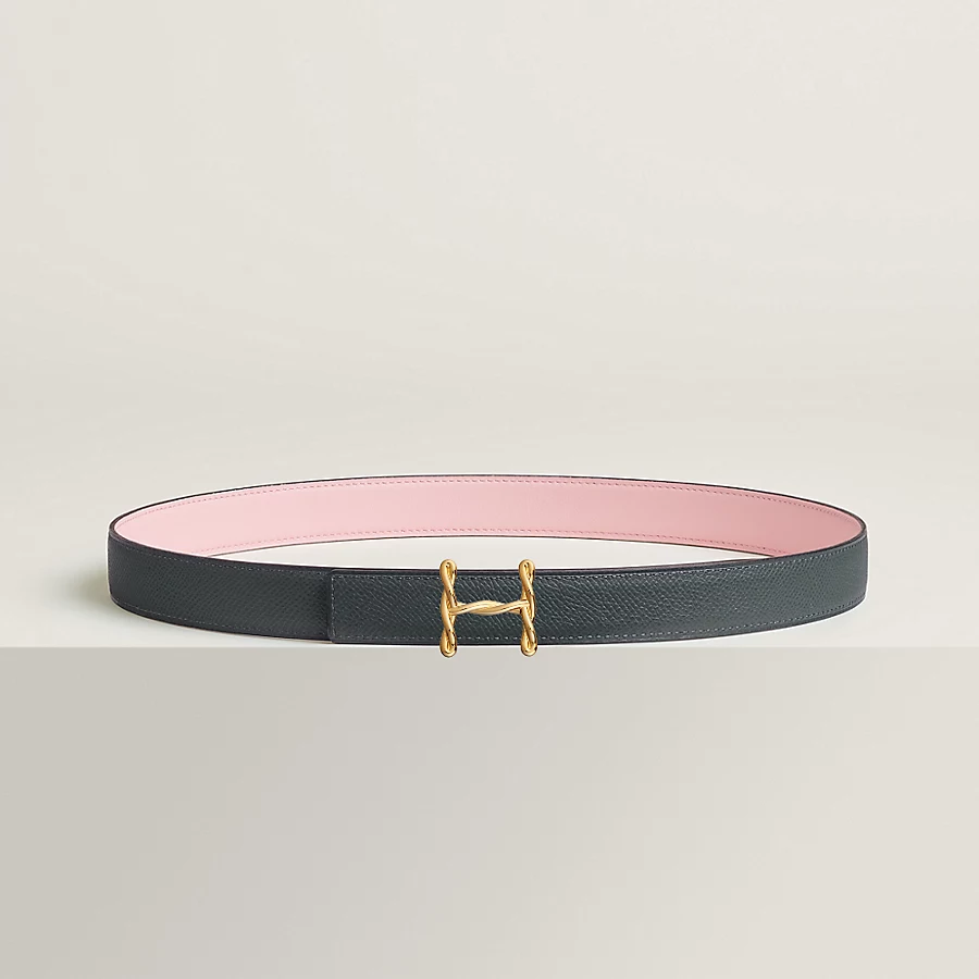 H Torsade belt buckle & Reversible leather strap 24 mm