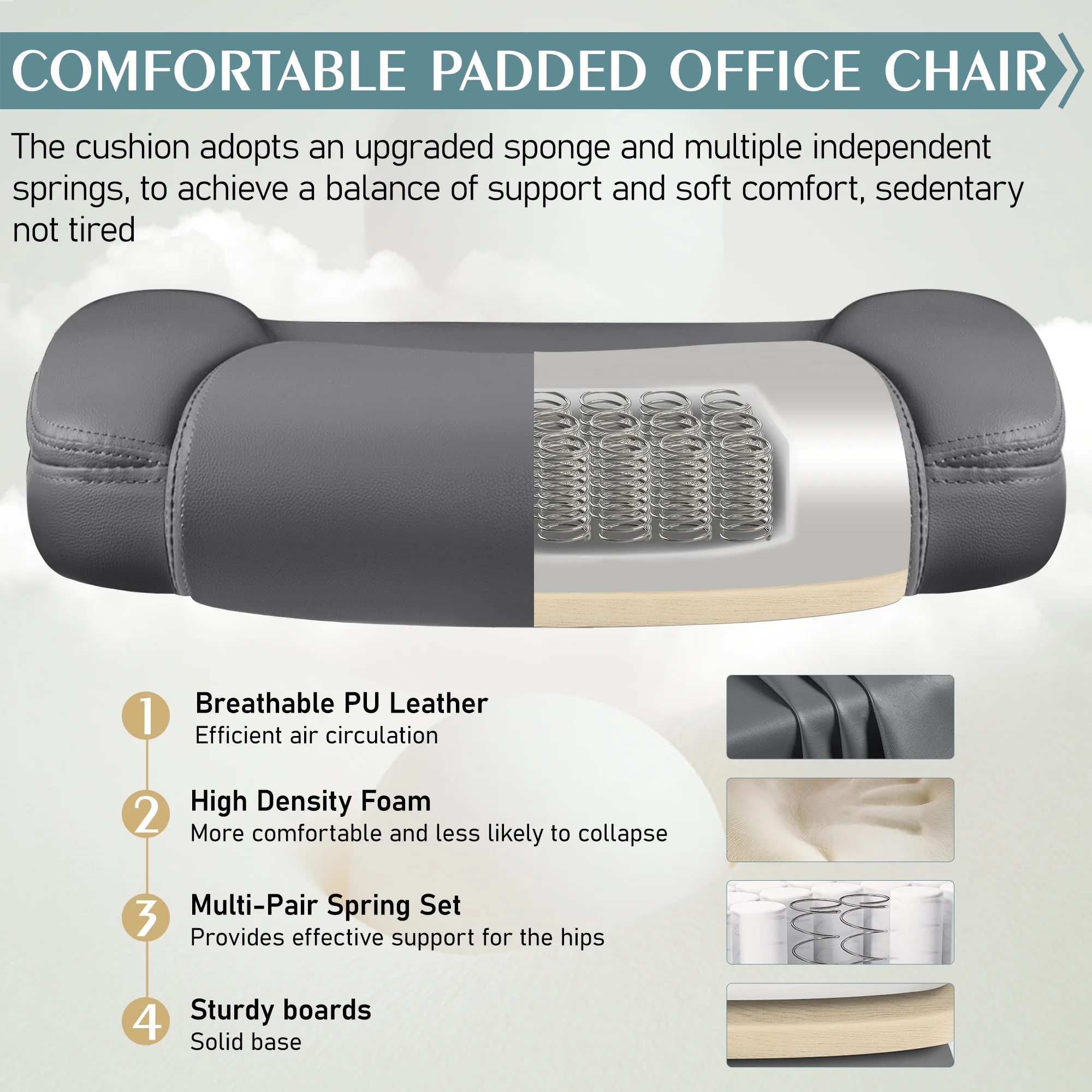 COOLHUT Leather Office Chair, Big and Tall Office Chair 400LBS Wide Seat Ergonomic Computer Desk Chair High Back Executive Leather Chair Adjustable Task Chair Lumbar Back with 8-Year Warranty, Black
