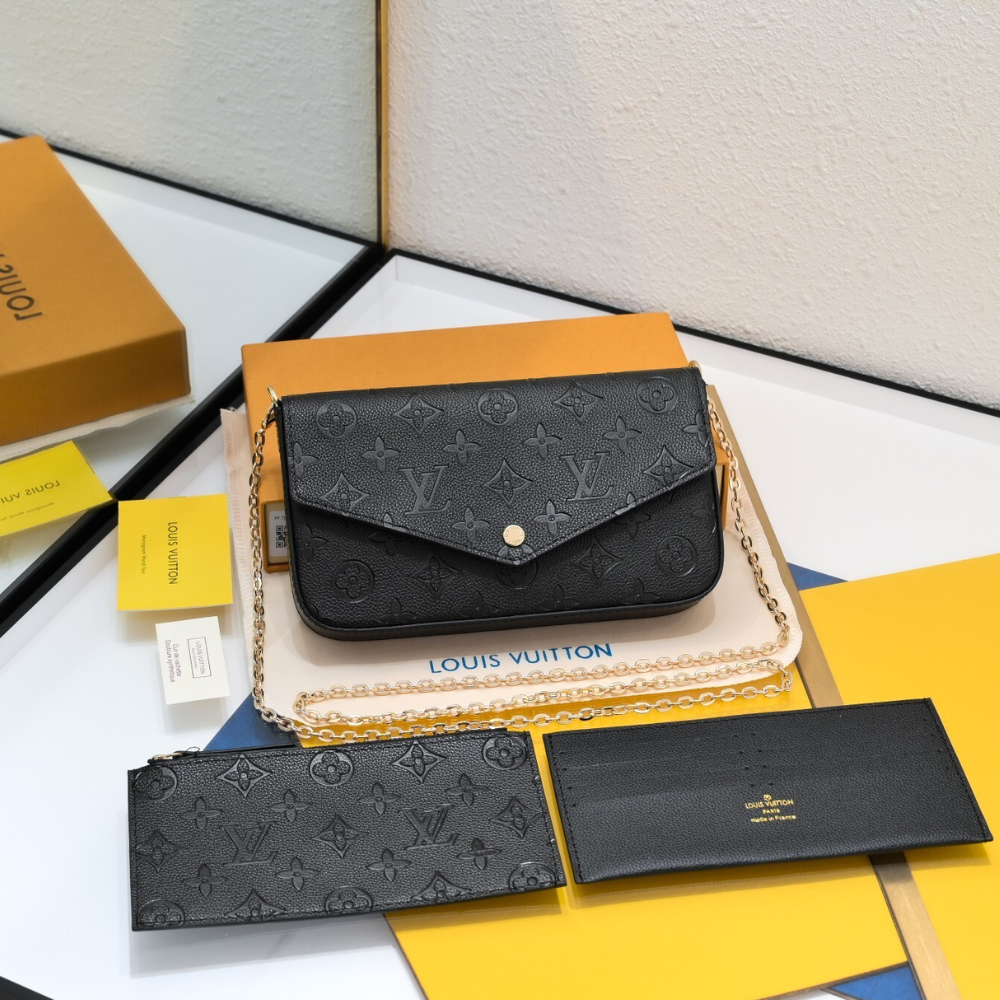 Louis Vuitton Pochette Félicie Monogram Empreinte  Black 8.3 Inches M82477