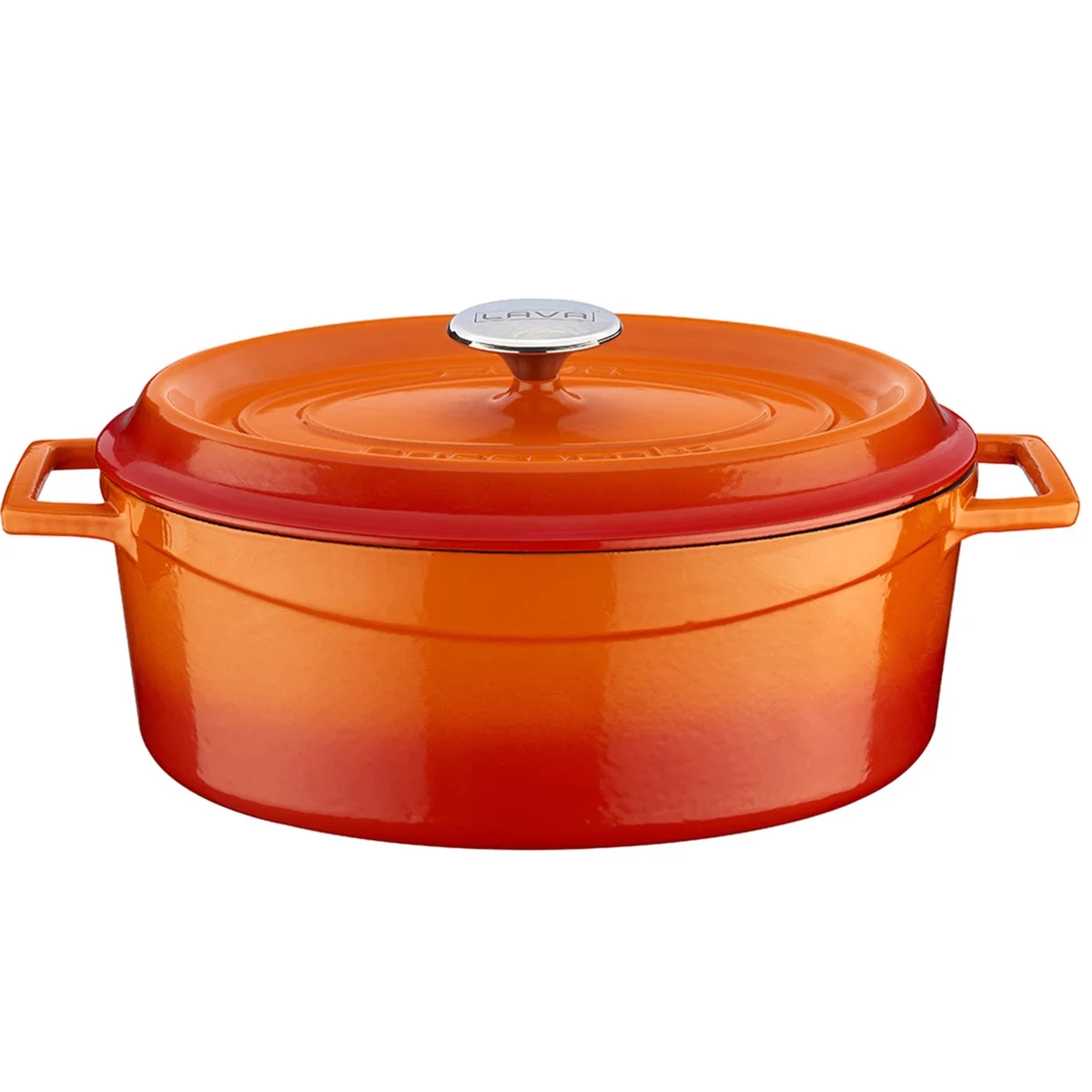 LAVA 6.75 Quarts Cast Iron Dutch Oven: Multipurpose Stylish Oval Shape Dutch Oven Pot with Three Layers of Enamel Coated with Trendy Lid (Blue)