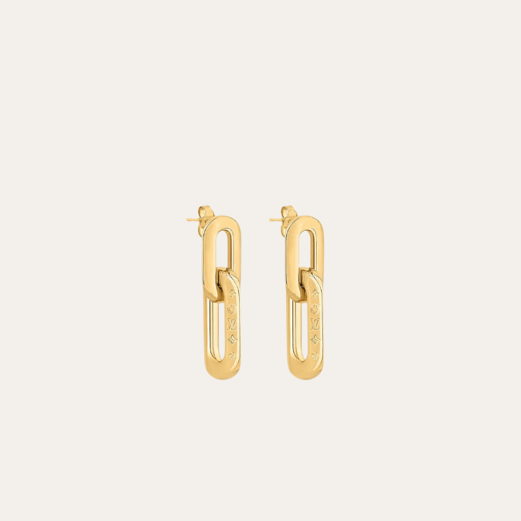 Louis Vuitton Lv Chain Link Drop Earrings Gold-Tone