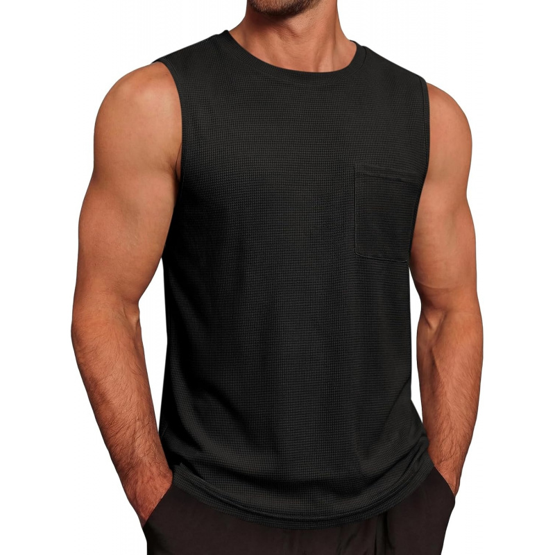 Men's Casual Tank Tops Waffle Knit Sleeveless