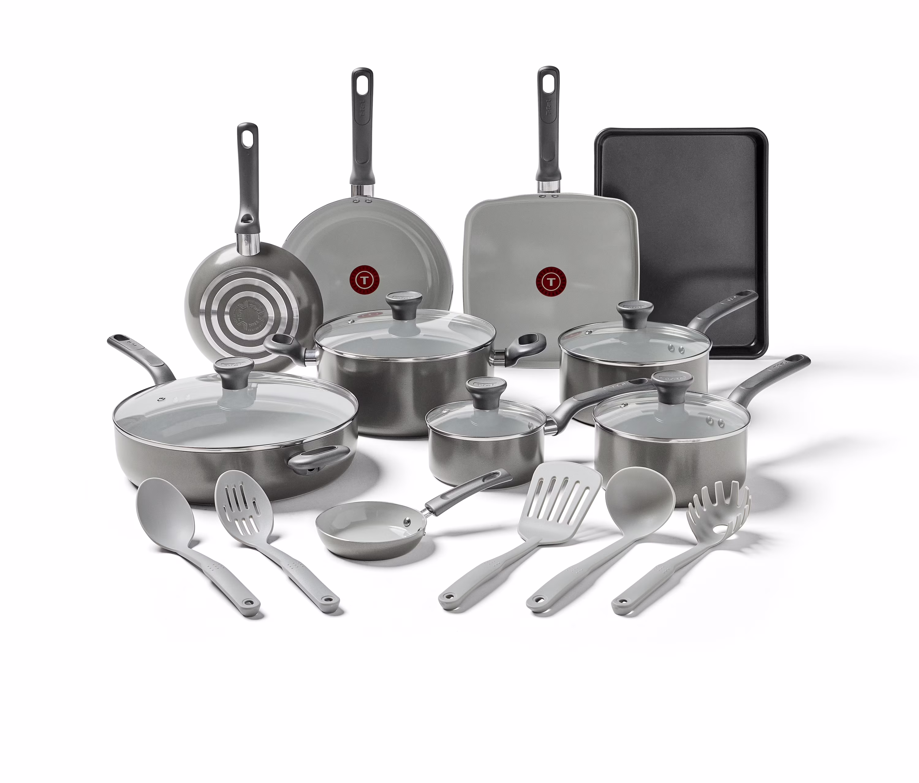 T-fal Easy Care Ceramic, 20 Piece Pots and Pans Cookware Set, Electric Blue