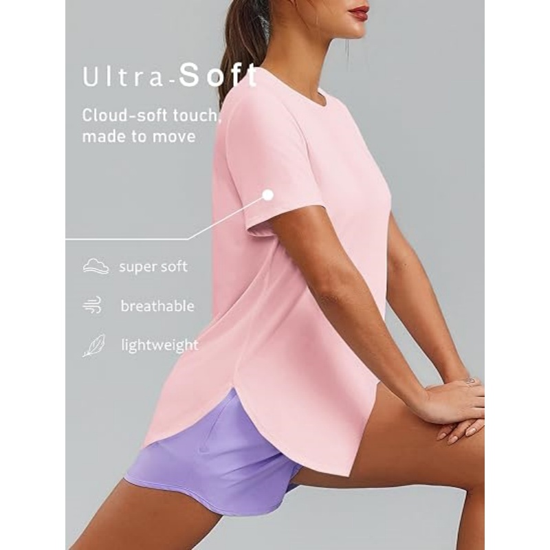 Workout Tops for Women UPF 50+ Hip Length Athletic Shirts