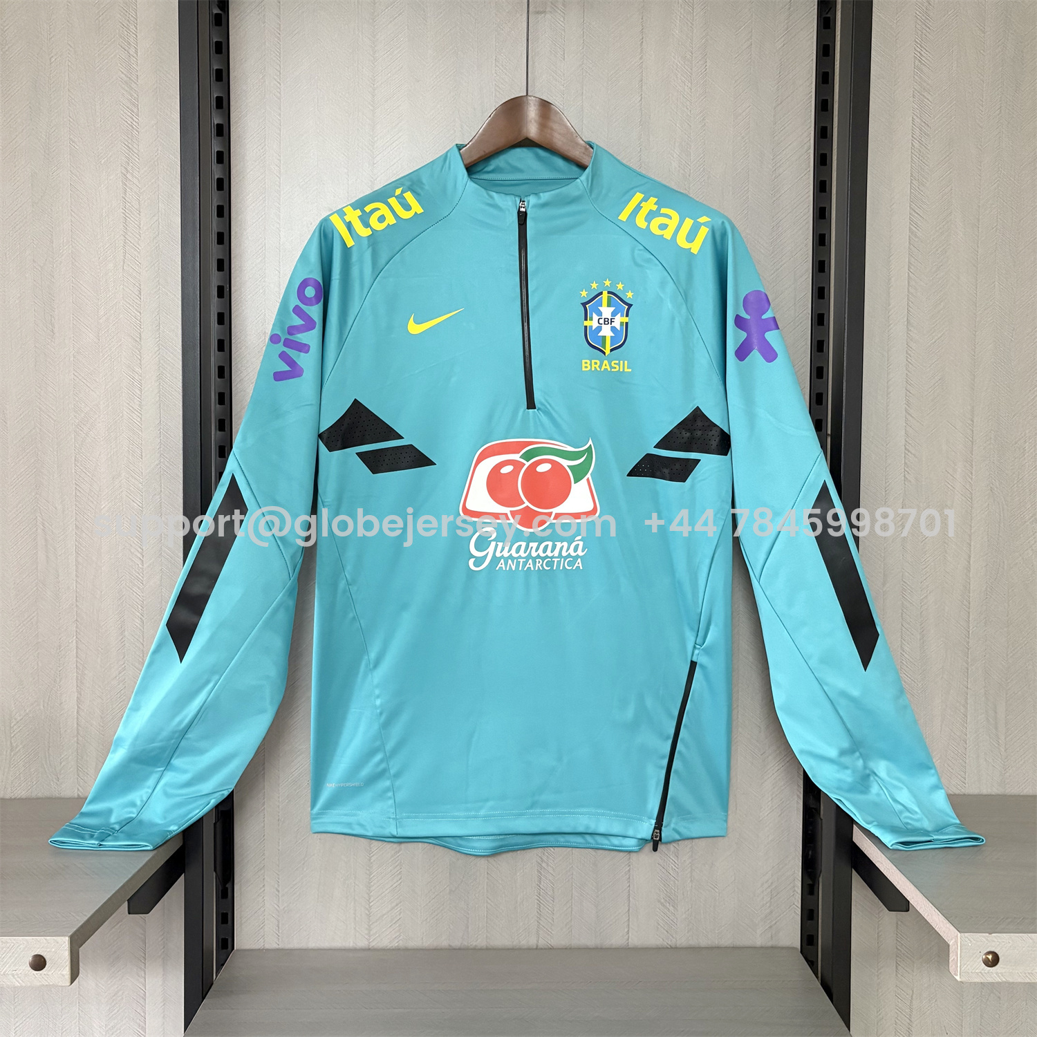 Retro Brazil 2022 Pre-Match Cyan Windbreaker