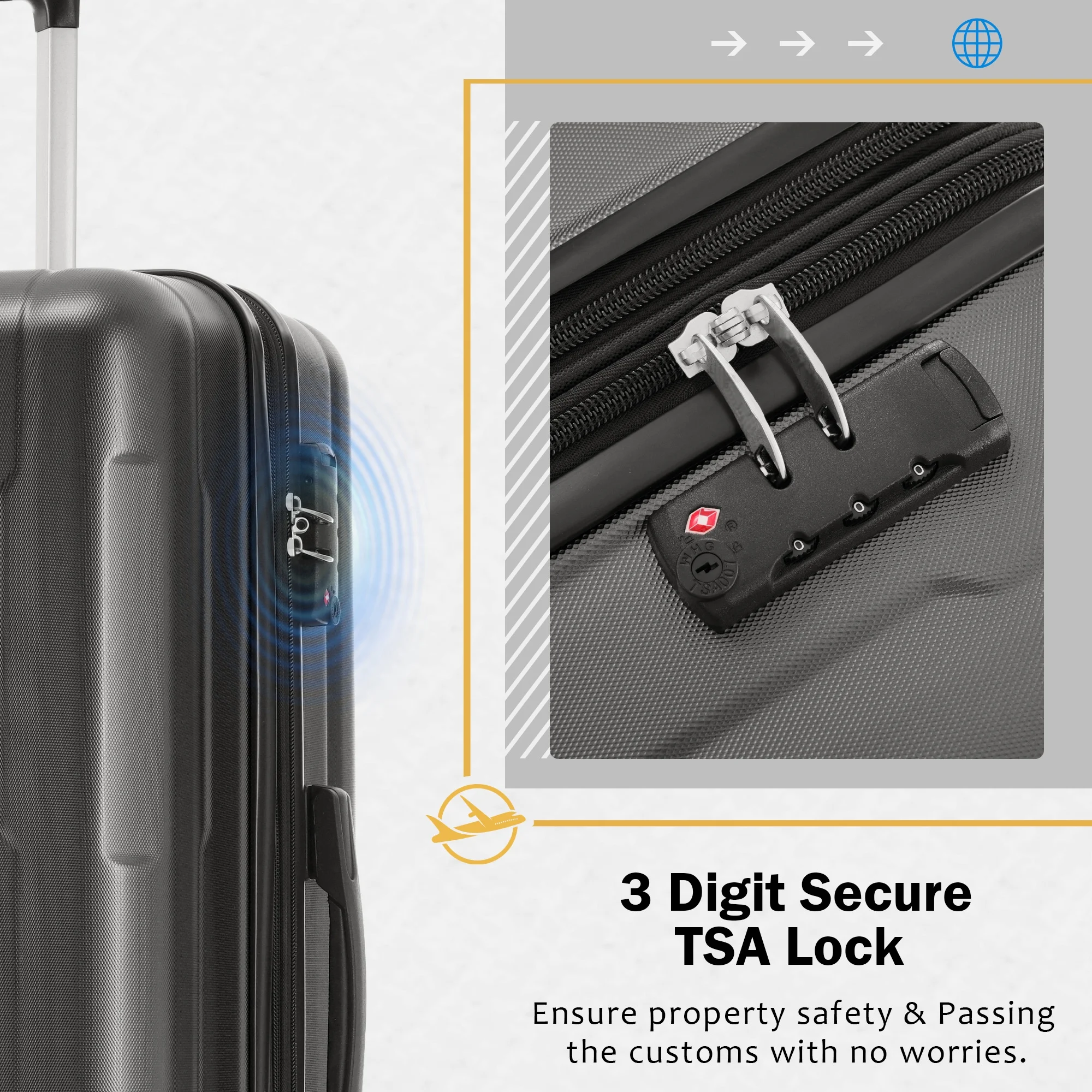 imerelez 2 Piece Luggage Set with Bags Expanable Spinner Wheels ABS Lightweight Suitcase with TSA Lock 20inch+28inch