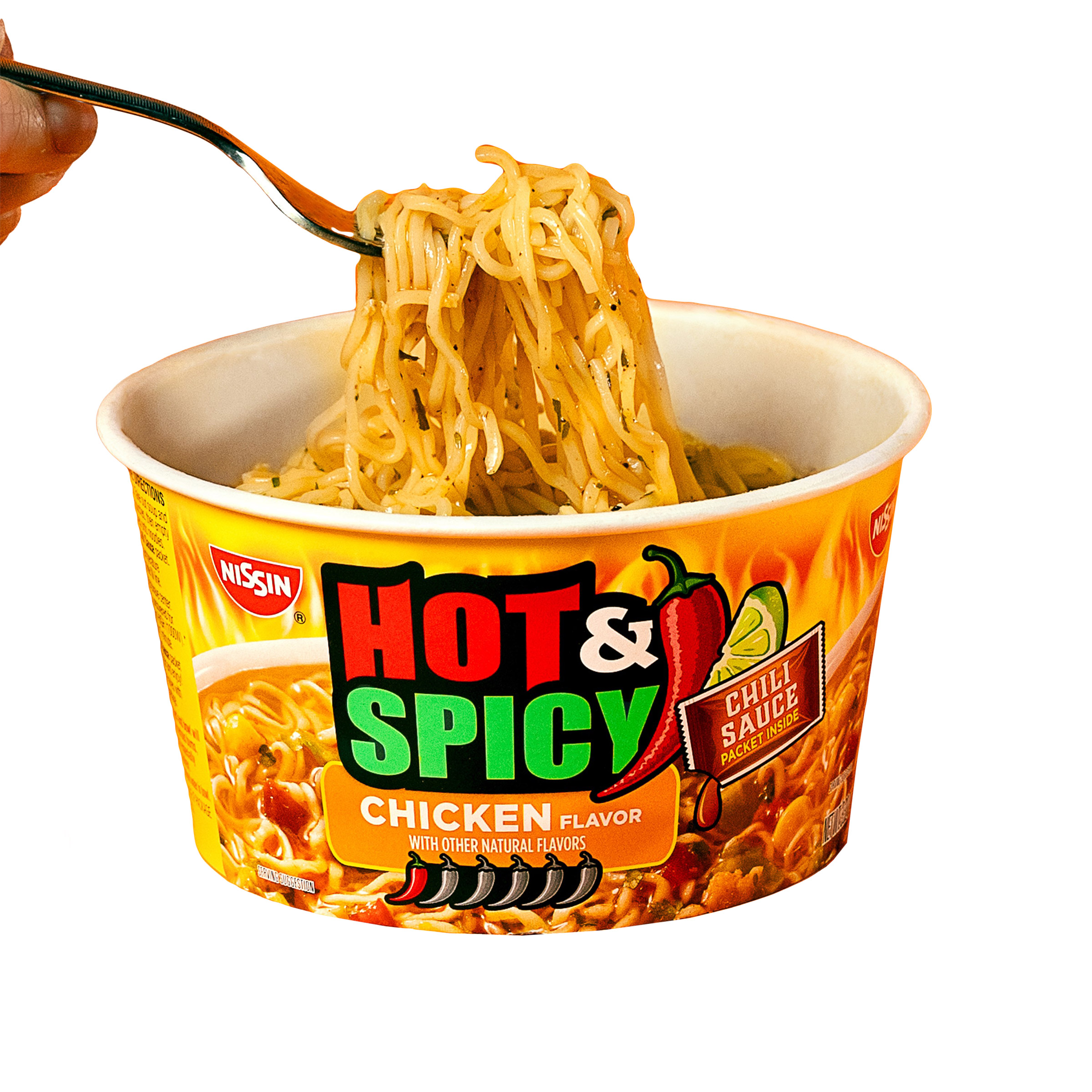Nissin, Hot & Spicy Noodle Bowl, Chicken, 3.32 oz, 18-Count