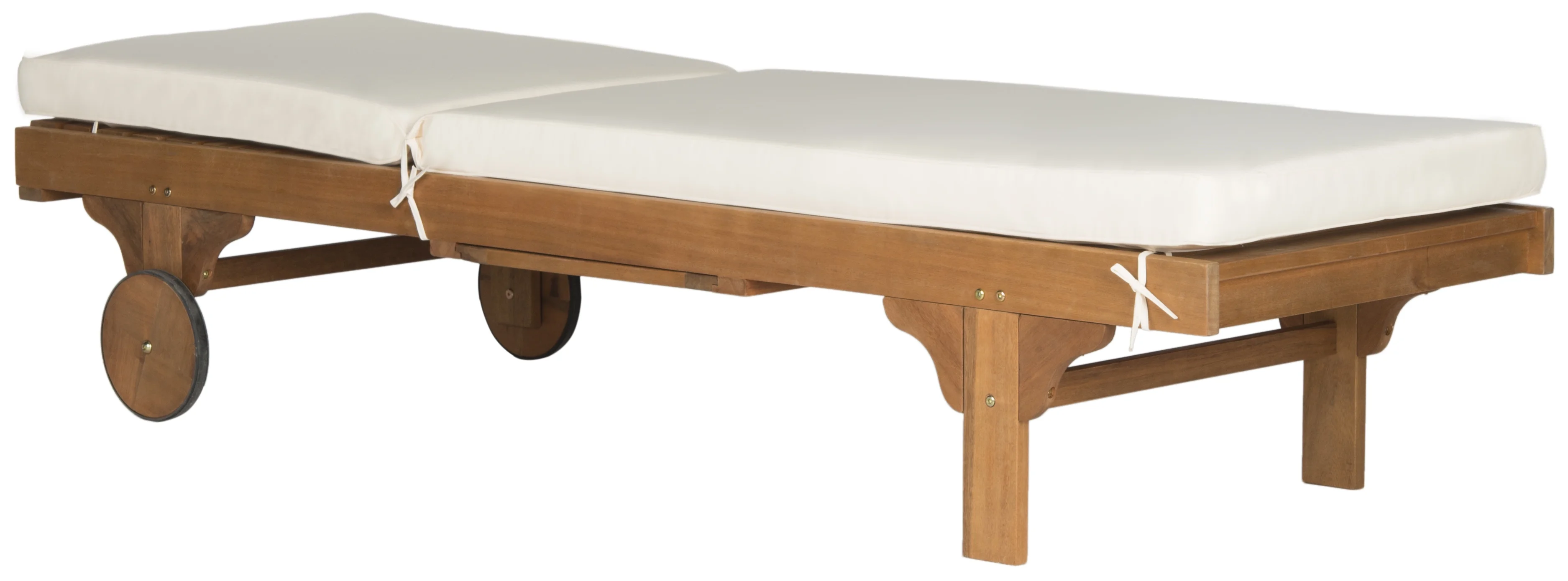 Safavieh  Outdoor Newport Solid Wood Chaise Lounge Chair with Side Table & Cushion - 27.6