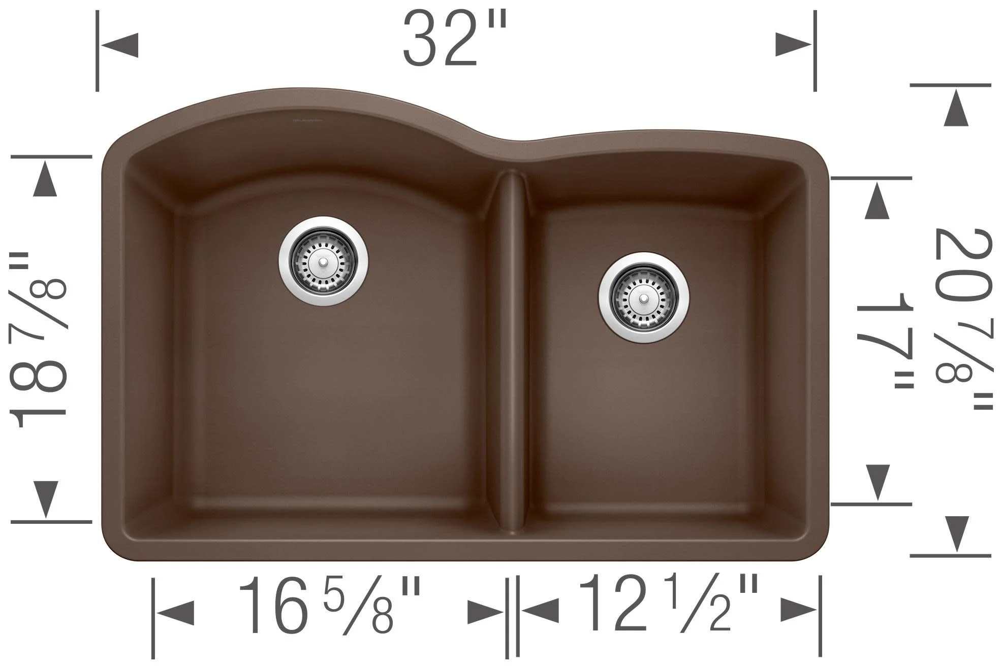 Blanco DIAMOND 1-3/4 Bowl SILGRANIT Sink Metallic Gray