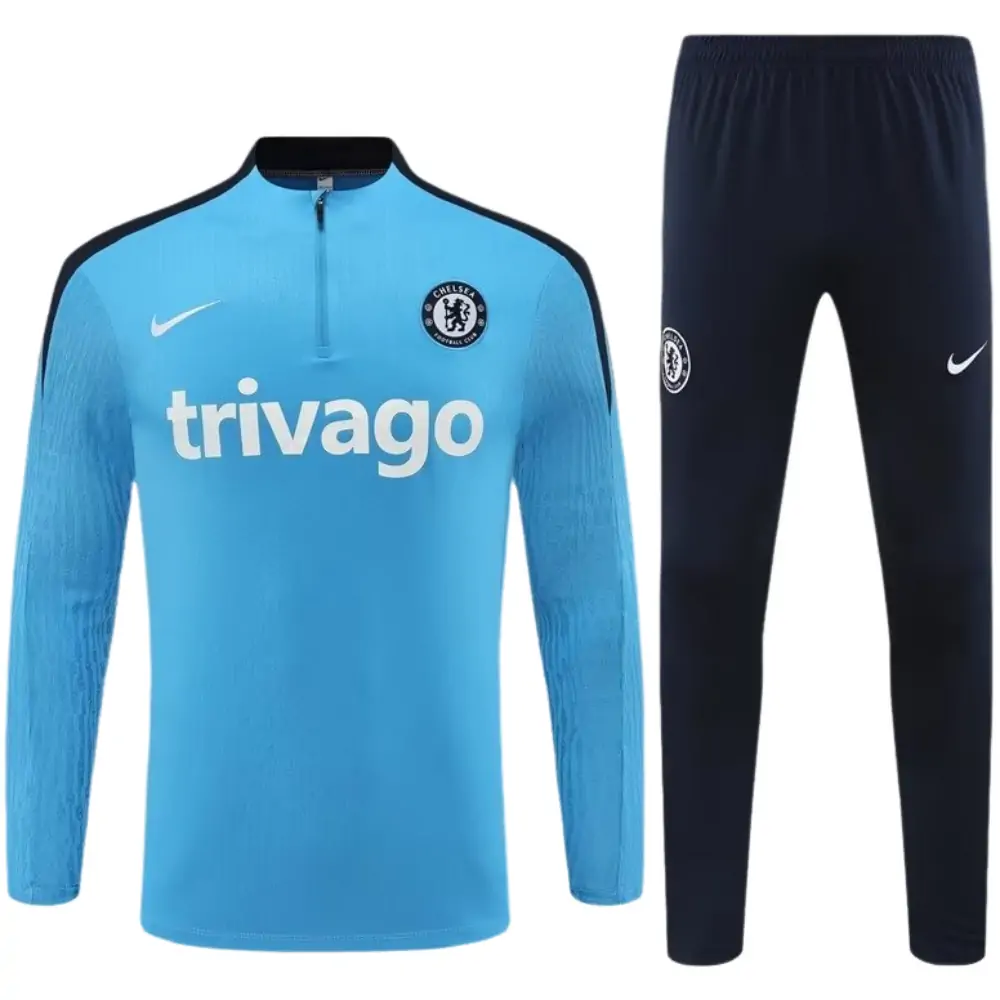 2024/25 Chelsea half-pull training suit light blue 1:1 Thai quality suit