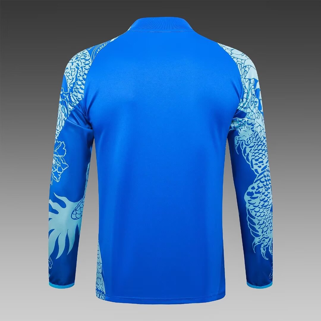 2024/2025 Real Madrid Half-Pull Training Suit Blue Dragon Football Shirt 1:1 Thai Quality