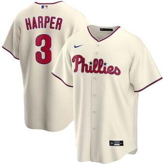 Mens Philadelphia Phillies Bryce Harper Cool Base Replica Jersey Cream