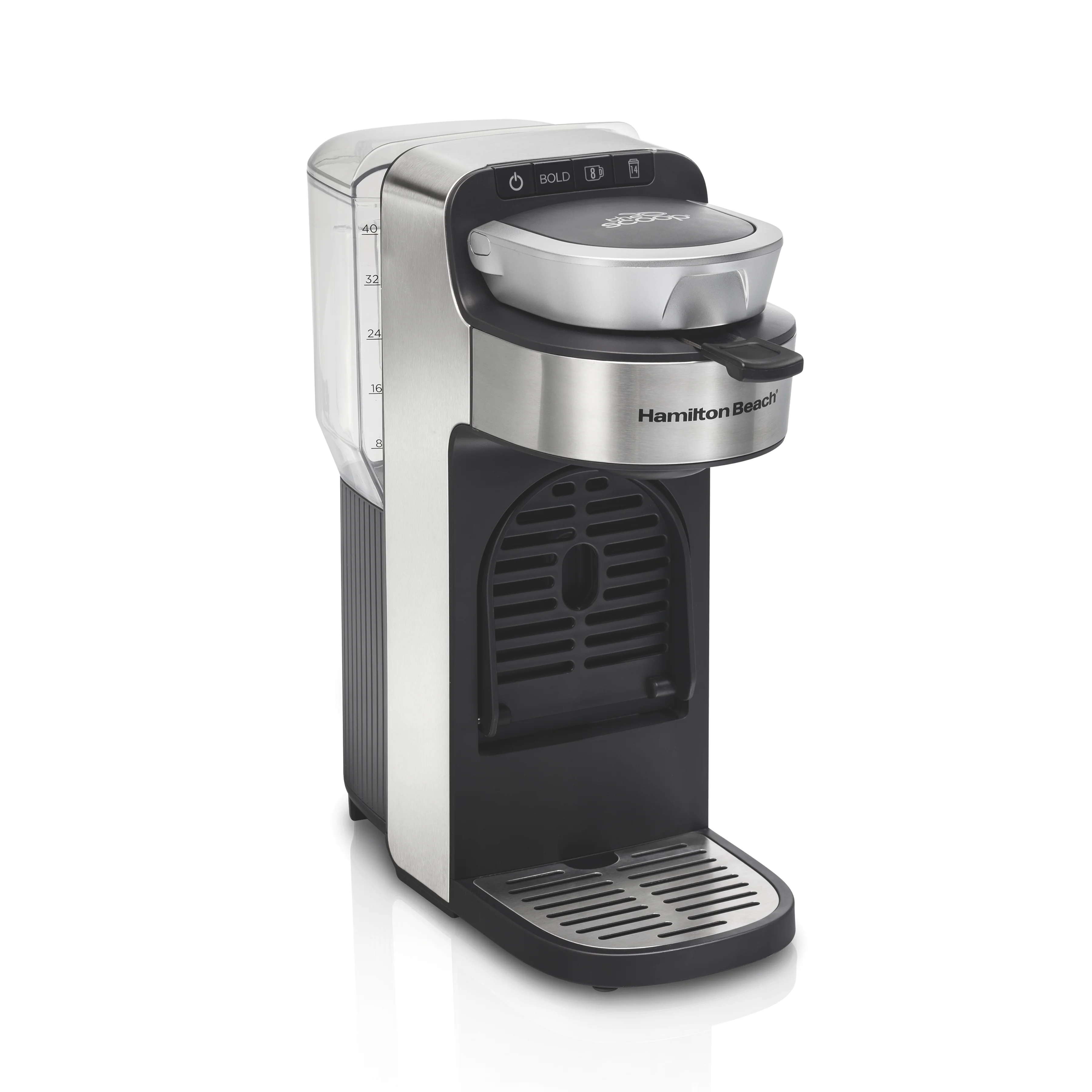 Hamilton Beach the Scoop Single-Serve Coffee Maker with Removable Reservoir, Stainless Steel, 49987