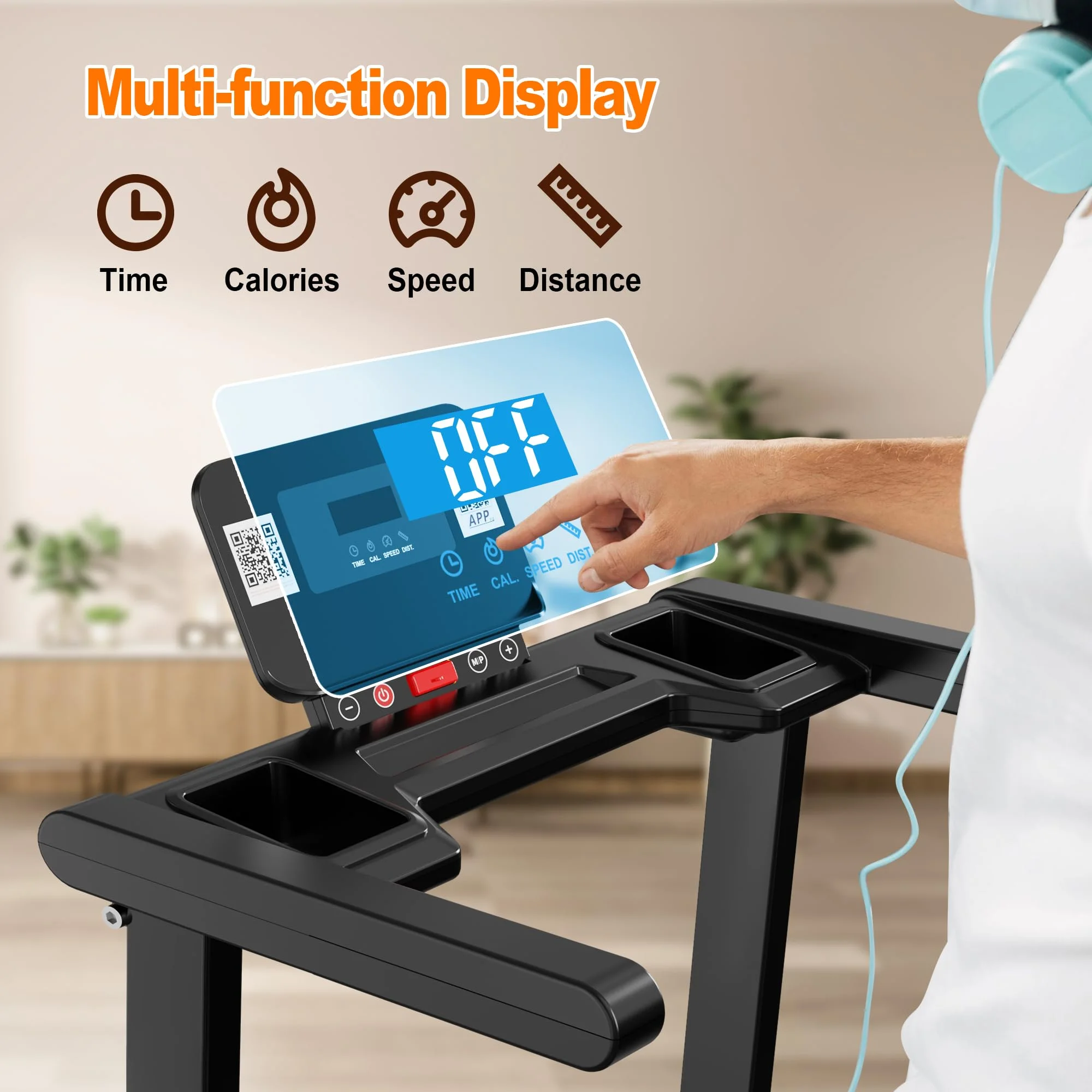 [TREADMILL CLEARANCE] FYC 2.5HP Folding Treadmill with Adjustable Height Desk & Incline - Compact Electric Treadmill Bluetooth Speaker for Running Walking Foldable Portable  (Silver)