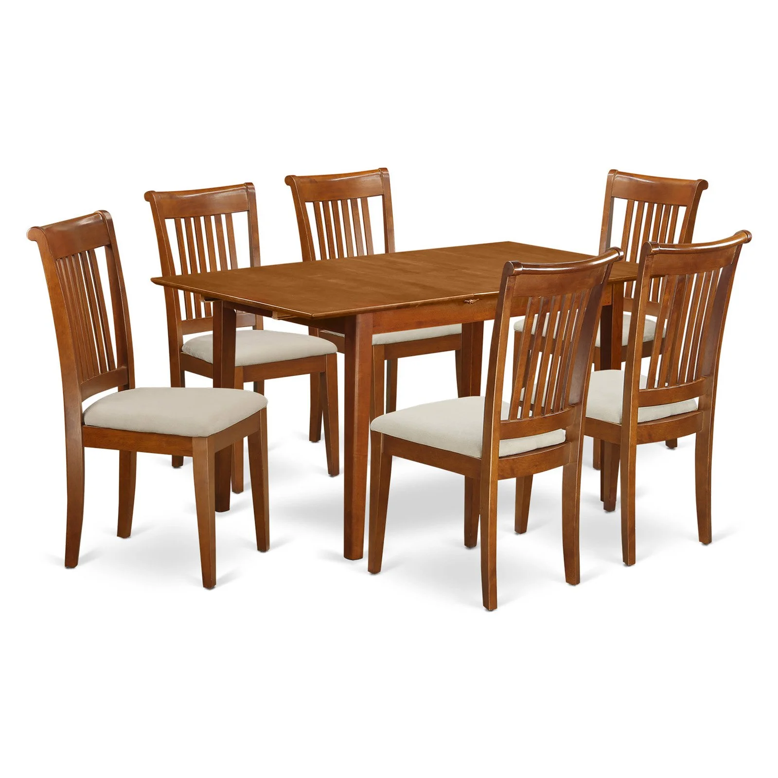 East West Furniture MLPO7-SBR-C 7 Piece Dinette Set For Small Spaces-Kitchen Table and 6 Dining Chairs