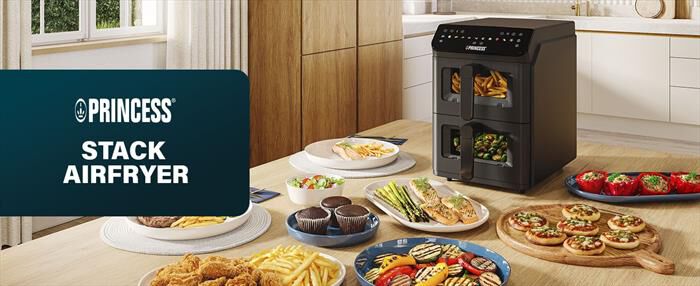 PRINCESS - Friggitrice ad aria DUAL VERTICAL-Nero