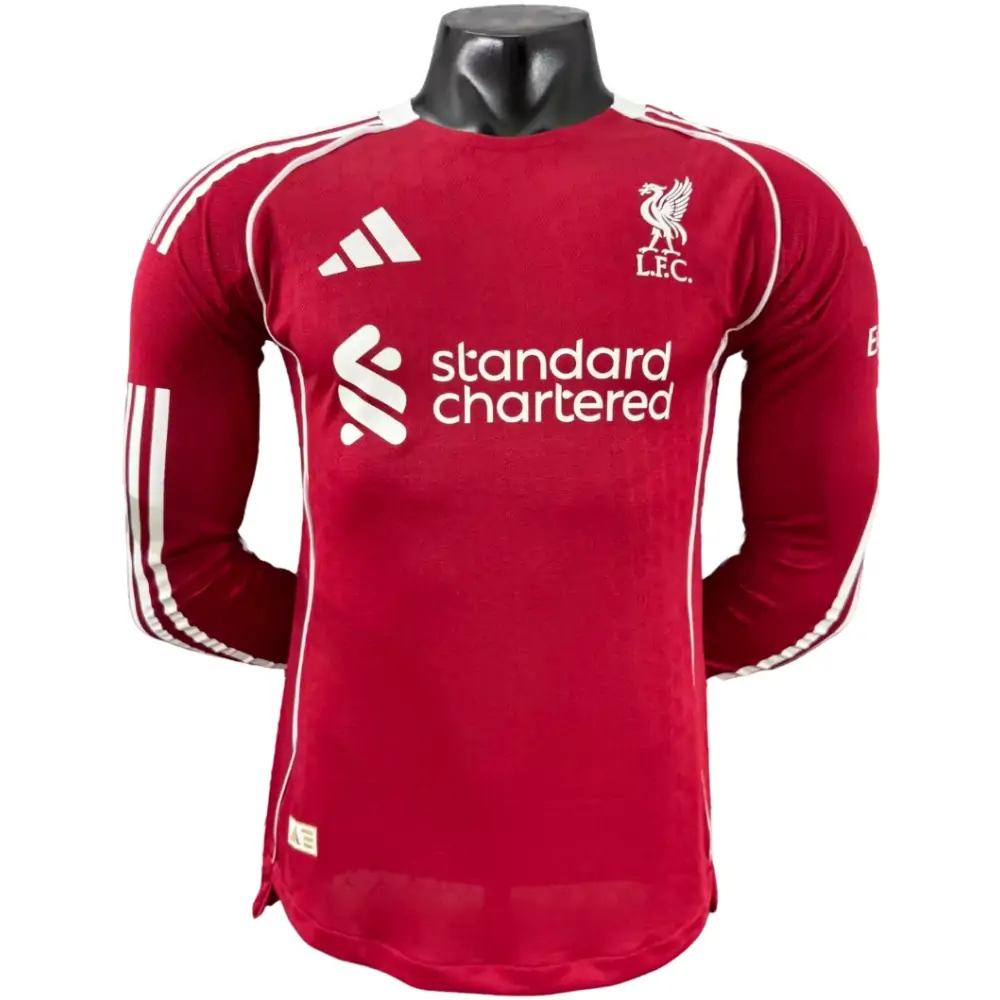 2025-26 Liverpool Home Long Sleeve Shirt - Player Edition