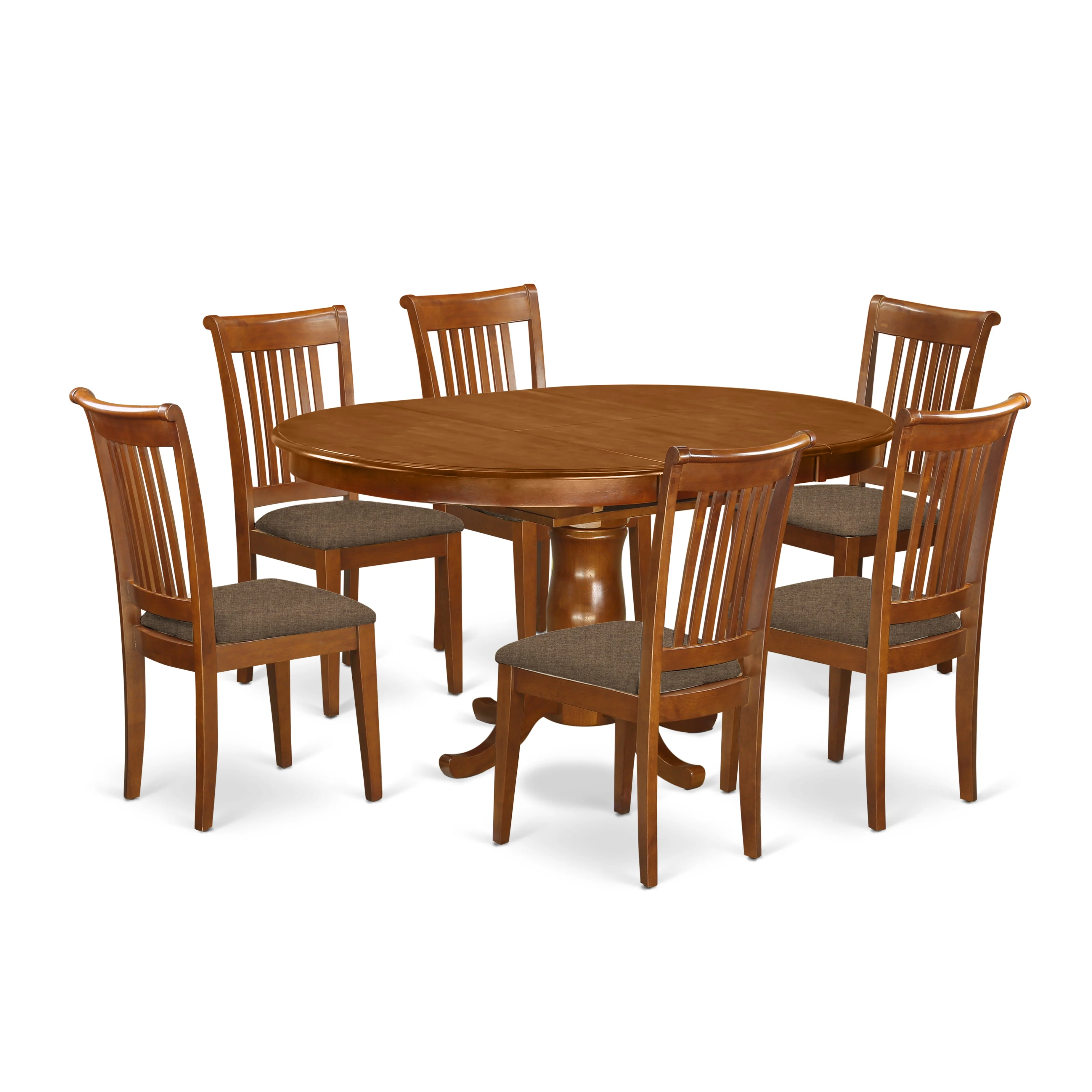 PORT7-SBR-C 7 Piece Dining room Set-Oval Dining Table with Leaf and 6 Dining Chairs