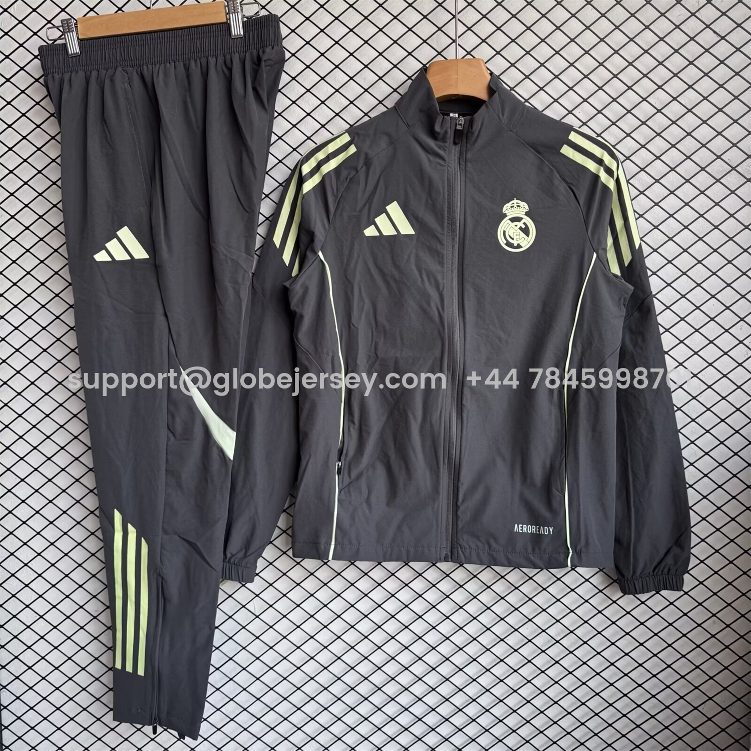 Real Madrid 25-26 Windbreaker Training Set - Green Grey Top and Pants