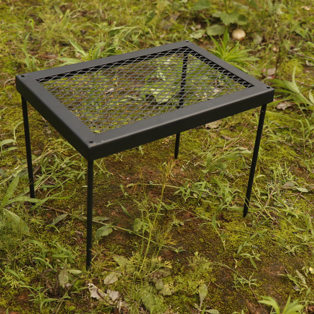 Folding Picnic Grill Table Portable Camping Desk Steel Grill Stand Table for Picnic Hiking Camping Beach Cooking and Backyard Use