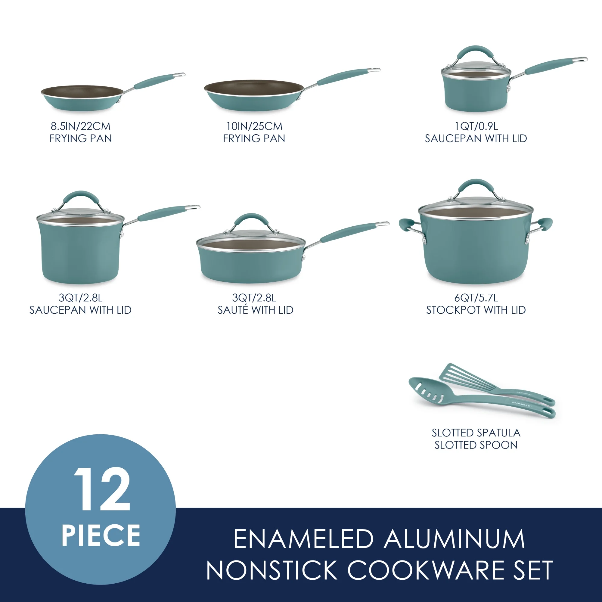 Rachael Ray 12-Piece Cucina Nonstick Pots and Pans Set, Cookware, Set Cranberry