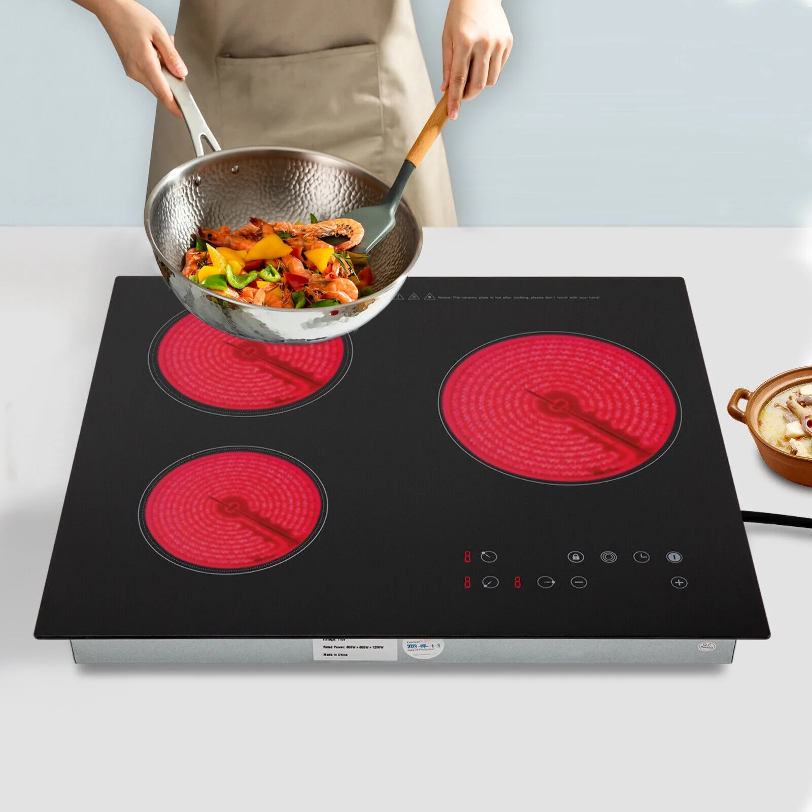 Electric Cooktop 24 inch Built-in Electric Stove Top 110V 2600W Knob Control