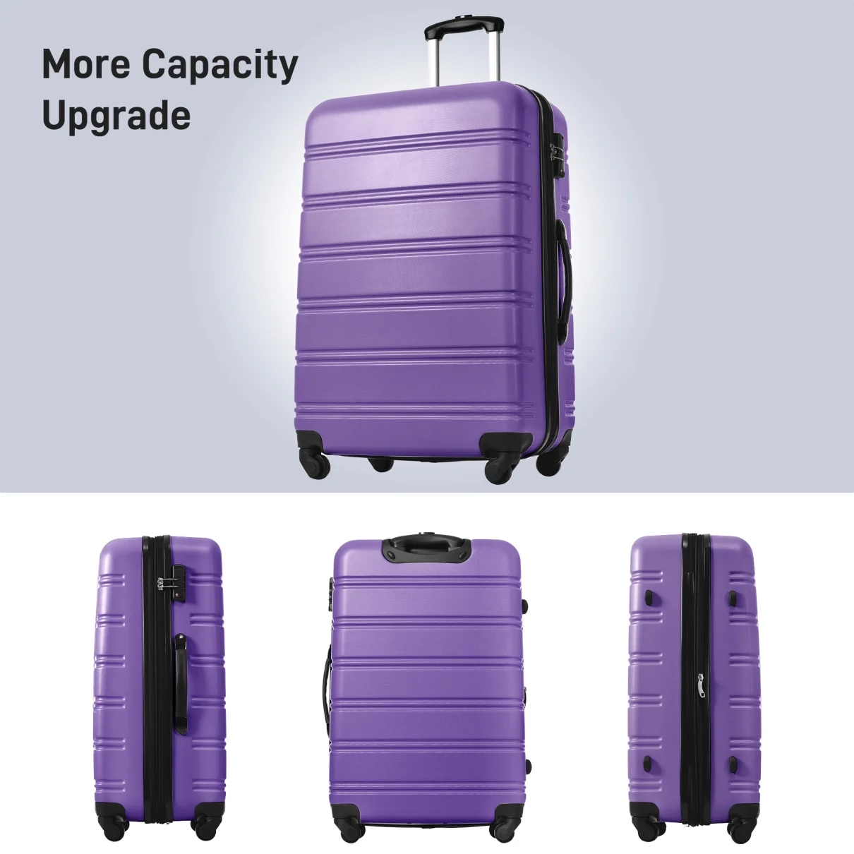 Luggage Sets 3 Piece, Hardside Expandable Ultra Durable PC Lightweight Carry On, Travel Suitcase Set with TSA Lock Spinner Wheels, Multicolor Purple