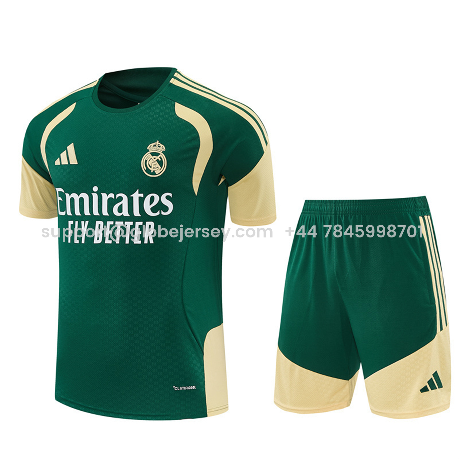 Real Madrid 26-27 Short-Sleeve Training Set - Green Top & Green Shorts