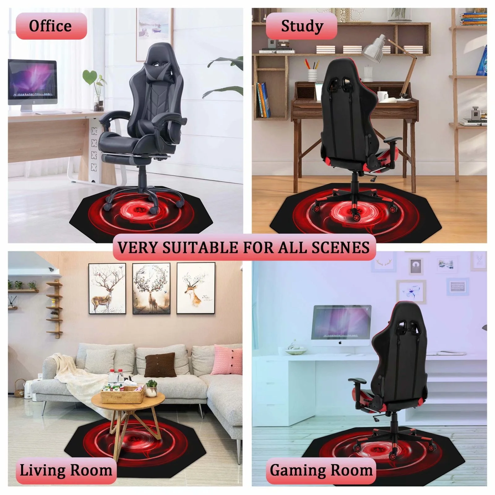 Premium Office Chair Mat for Carpeted Floor, 45x45, Heavy Duty, Easy Glide Gaming Chair Mats for Chairs, Good for Desks and Home, Protects Floors, High Impact Strength