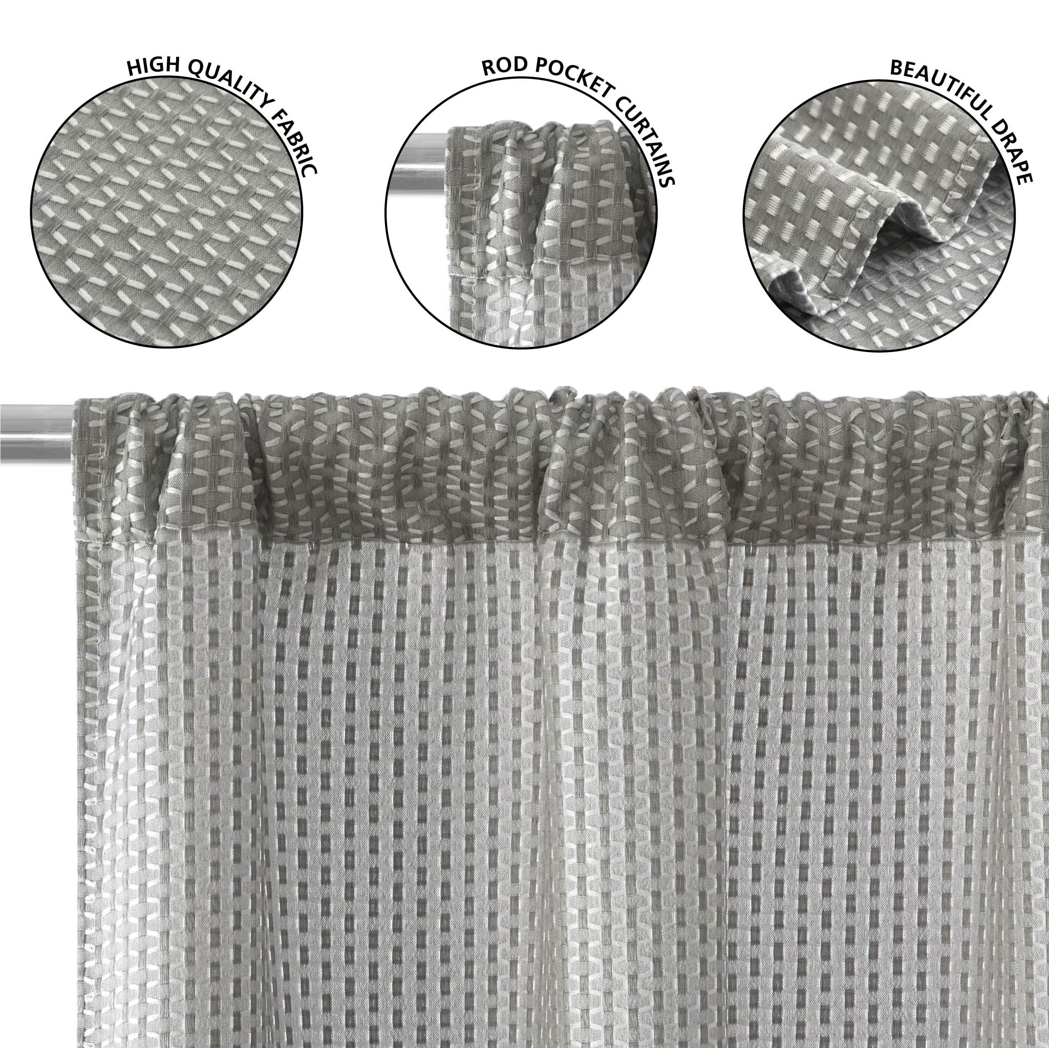 Mainstays 4 Piece Wave Jacquard Curtain Panel Set, 27.5