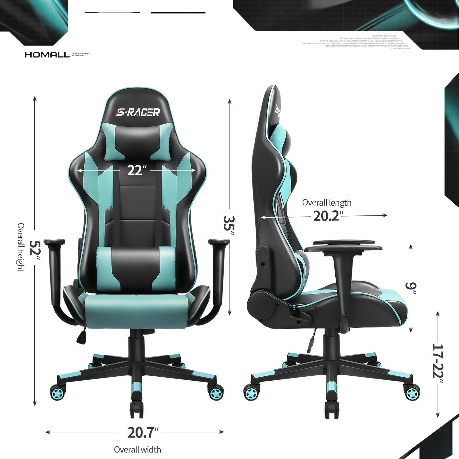 Homall Gaming Chair Office Chair High Back Computer Chair Leather Desk Chair Racing Executive Ergonomic Adjustable Swivel Task Chair with Headrest and Lumbar Support, Purple