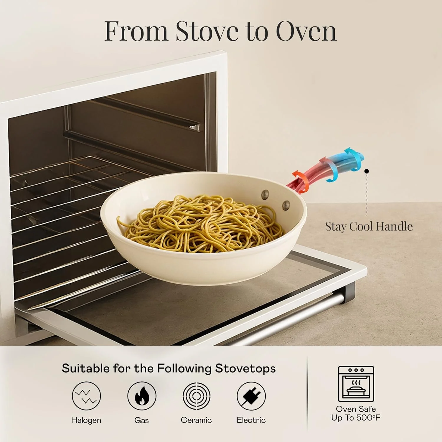 Gotham Steel 15 Pc Ceramic Cookware Set, Ceramic Pots and Pans Set Non Stick with Cooking Utensils and Steamer, Non Toxic, Premium Gold Stay Cool Handles, Oven & Dishwasher Safe