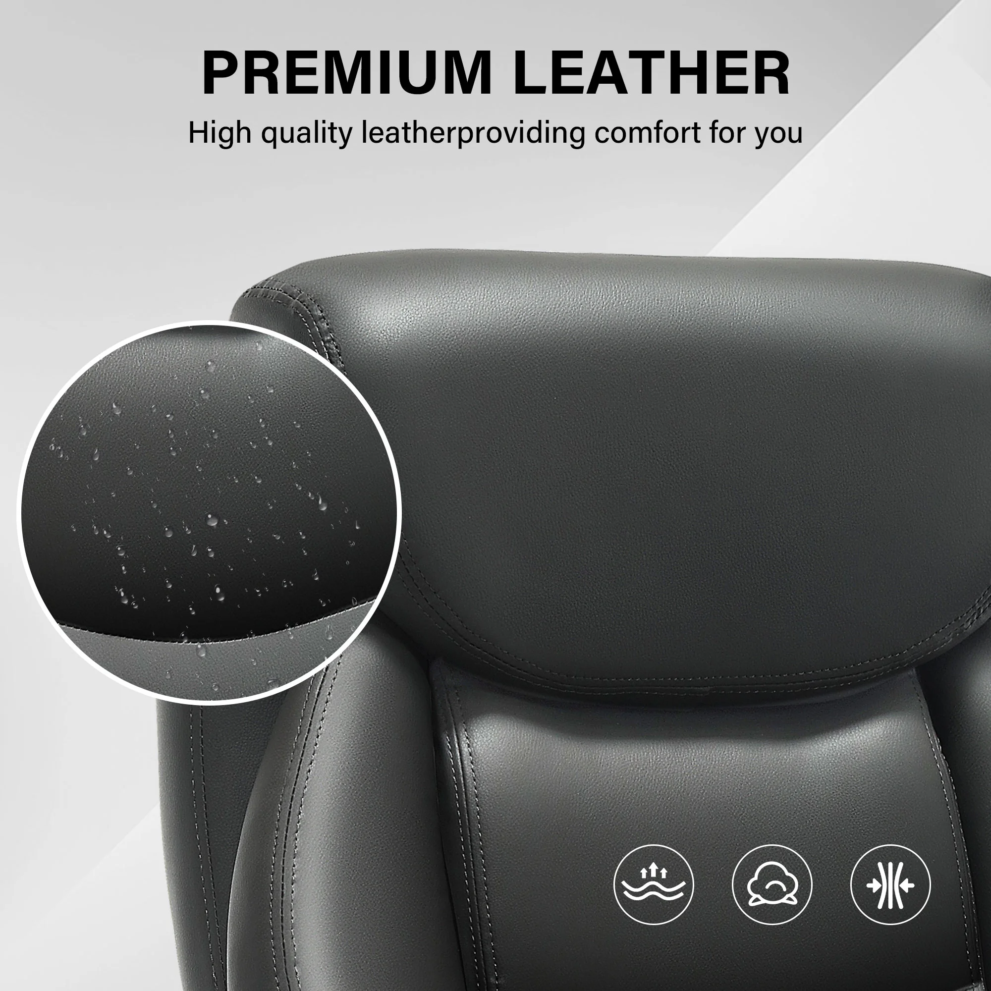 JONPONY Big and Tall Office Chair 500LBS Wide Seat Ergonomic Computer Desk Chair High Back Executive Leather Chair Adjustable Task Chair Lumbar Back Support 8 Hours Heavy Duty Design,Black