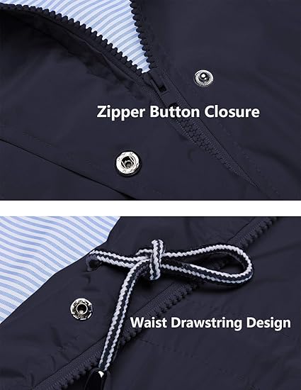 Rain Jacket Women Striped Lined