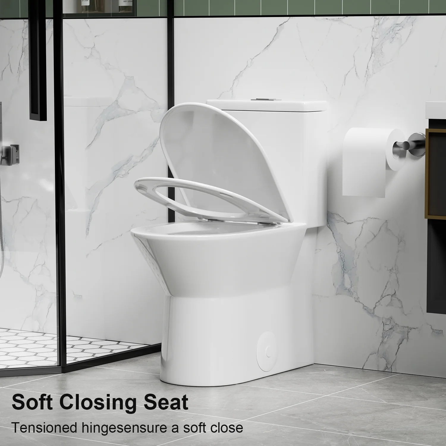 One Piece Toilet,1.1/1.6 GPF Modern Toilet with Comfort Chair Seat,Powerful & Quiet Dual Flush Rimless Bowl,White