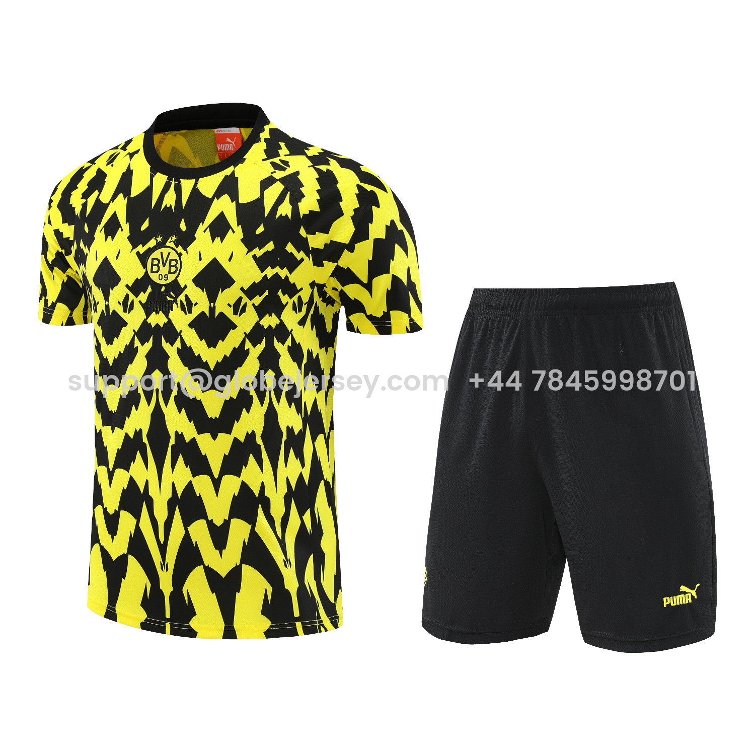 Dortmund 25-26 Short-Sleeve Training Set - Yellow Top & Black Shorts