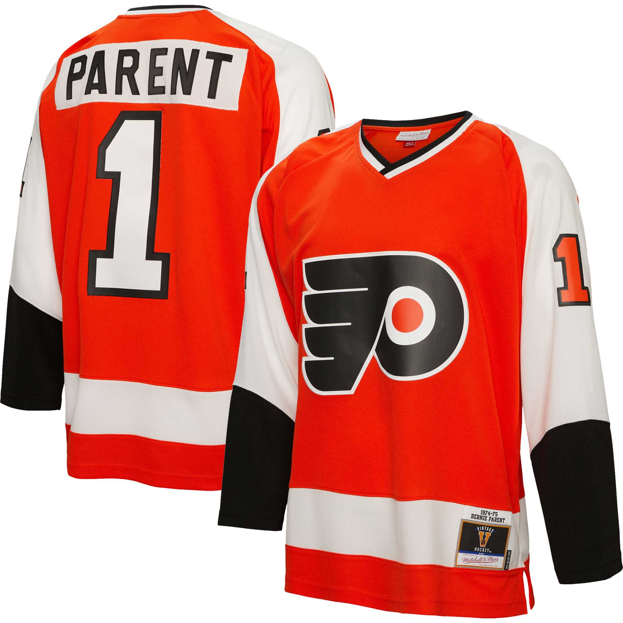 Bernie Parent Philadelphia Flyers Mitchell & Ness  1974/75 Blue Line   Jersey – Orange