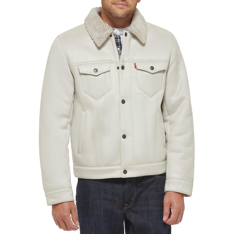 Men's Faux Leather Classic Trucker Jacket