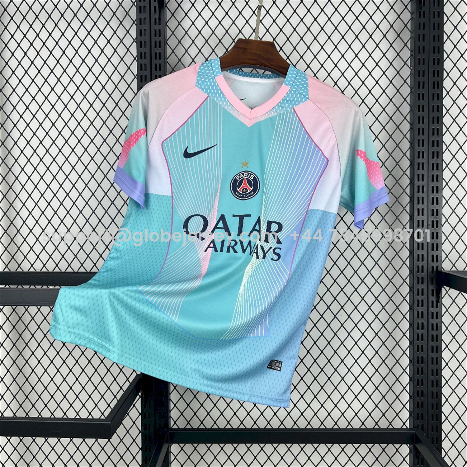 Paris Saint-Germain PSG 25-26 T90 White Lines Light Blue Gradient Special Jersey - Fans Version